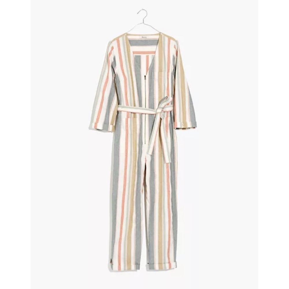 Madewell Cream Striped Jumpsuit